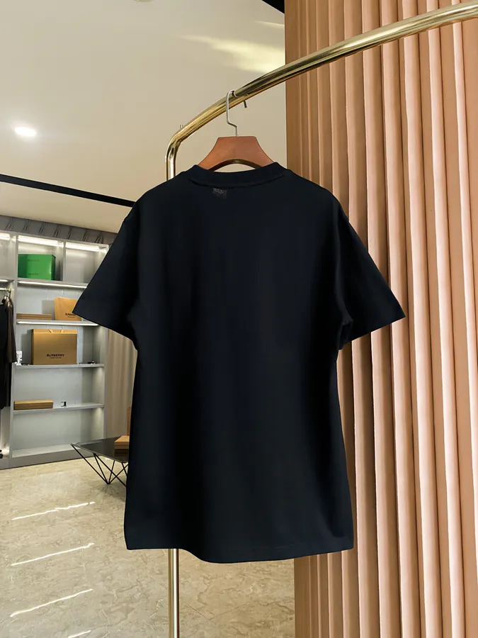 BBR Burberry Exclusive Round Logo Embroidered Cotton Short Sleeve Shirt