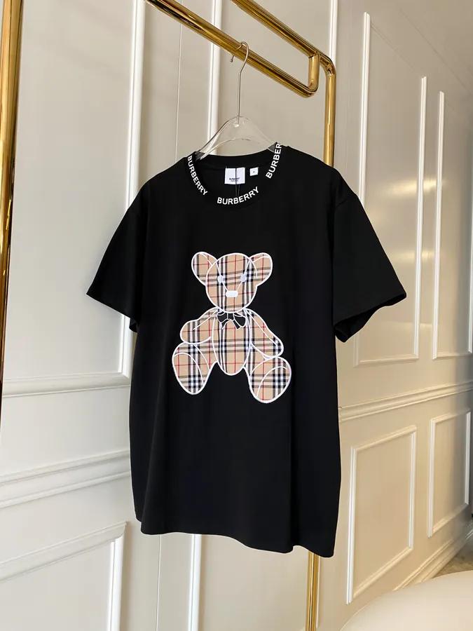 Burberry Bear Embroidered Check T Shirt