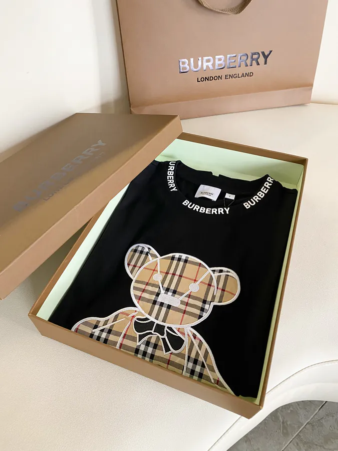 Burberry Bear Embroidered Check T Shirt