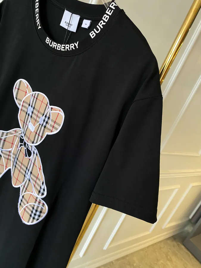 Burberry Bear Embroidered Check T Shirt