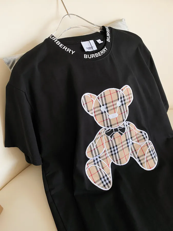 Burberry Bear Embroidered Check T Shirt