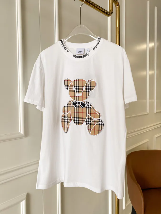 Burberry Bear Embroidered Check T Shirt