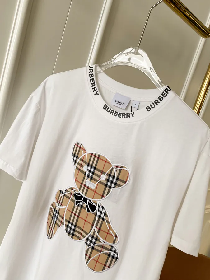 Burberry Bear Embroidered Check T Shirt