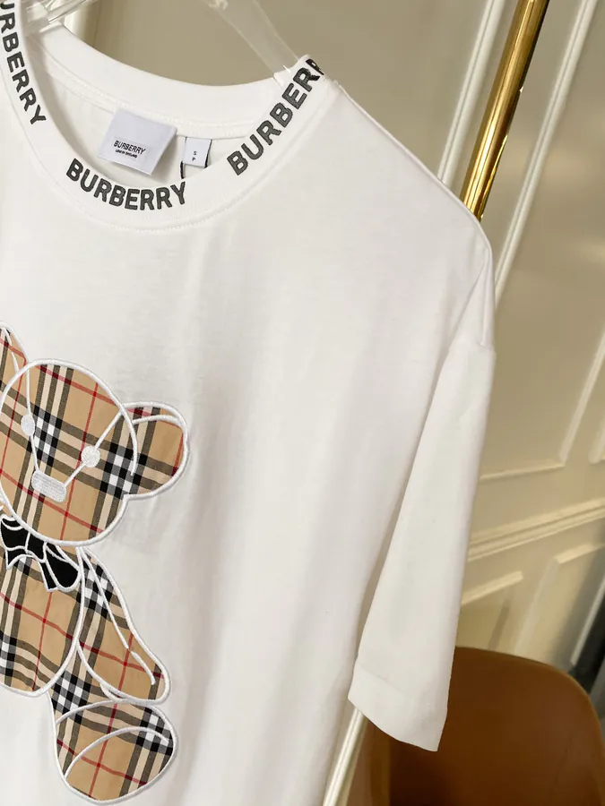 Burberry Bear Embroidered Check T Shirt