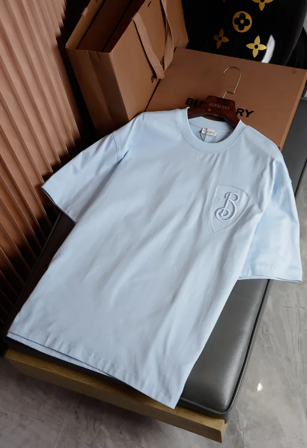 Burberry B Shape Shield Embroidery Round Neck T Shirt