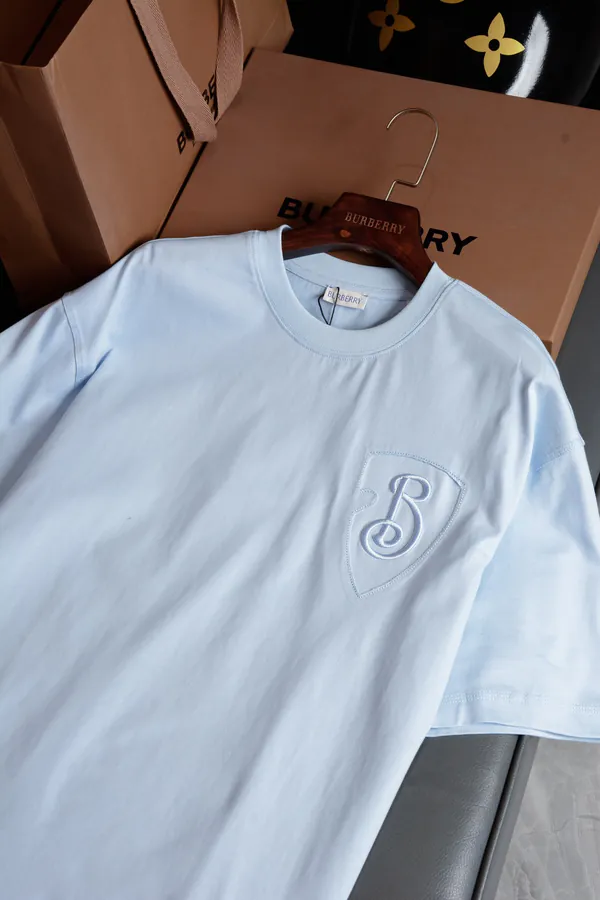 Burberry B Shape Shield Embroidery Round Neck T Shirt