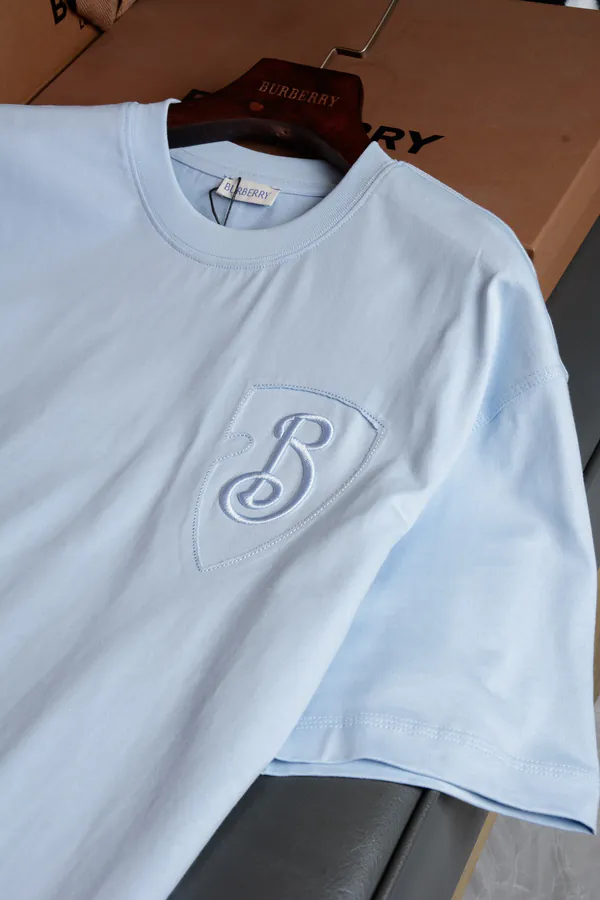 Burberry B Shape Shield Embroidery Round Neck T Shirt