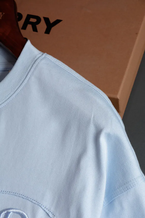 Burberry B Shape Shield Embroidery Round Neck T Shirt