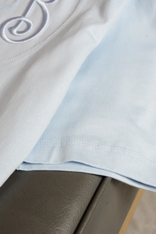 Burberry B Shape Shield Embroidery Round Neck T Shirt