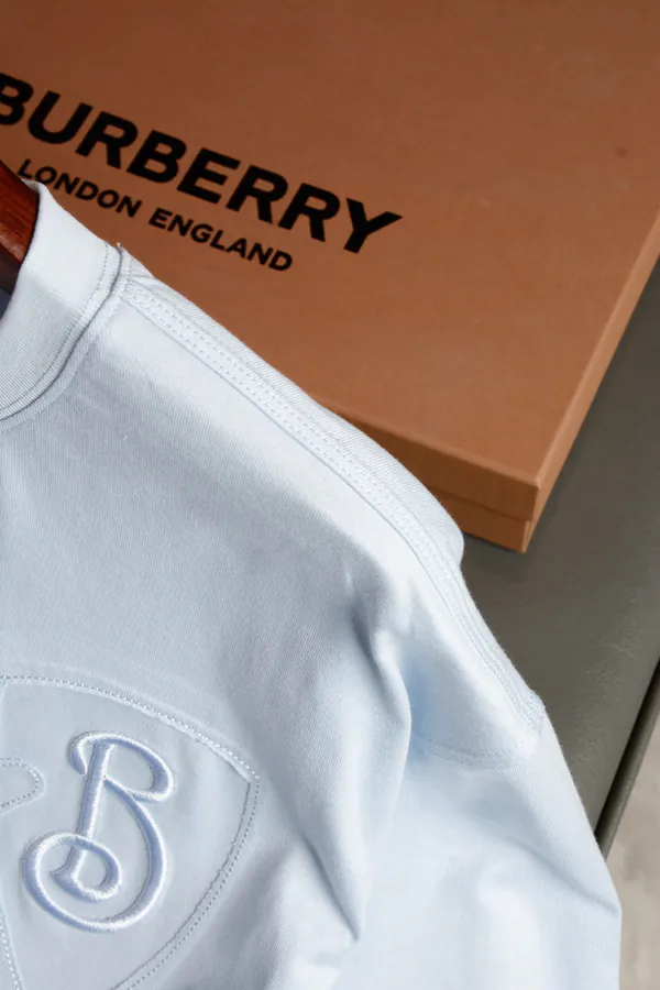 Burberry B Shape Shield Embroidery Round Neck T Shirt
