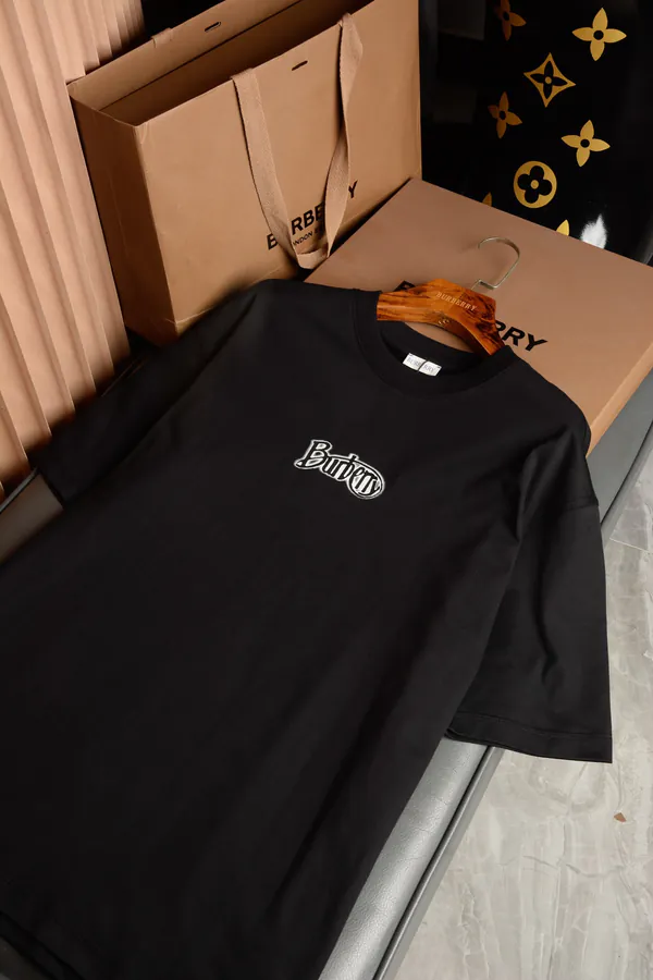 Burberry Embroidered Cotton T Shirt