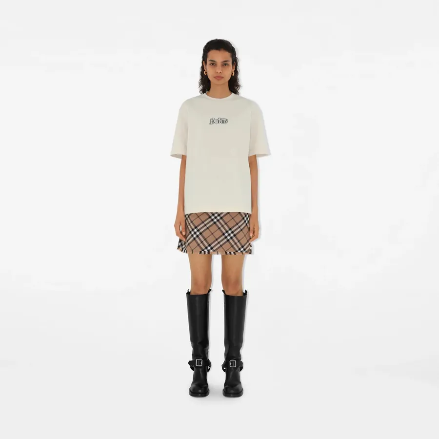 Burberry Logo Print Cotton T Shirt
