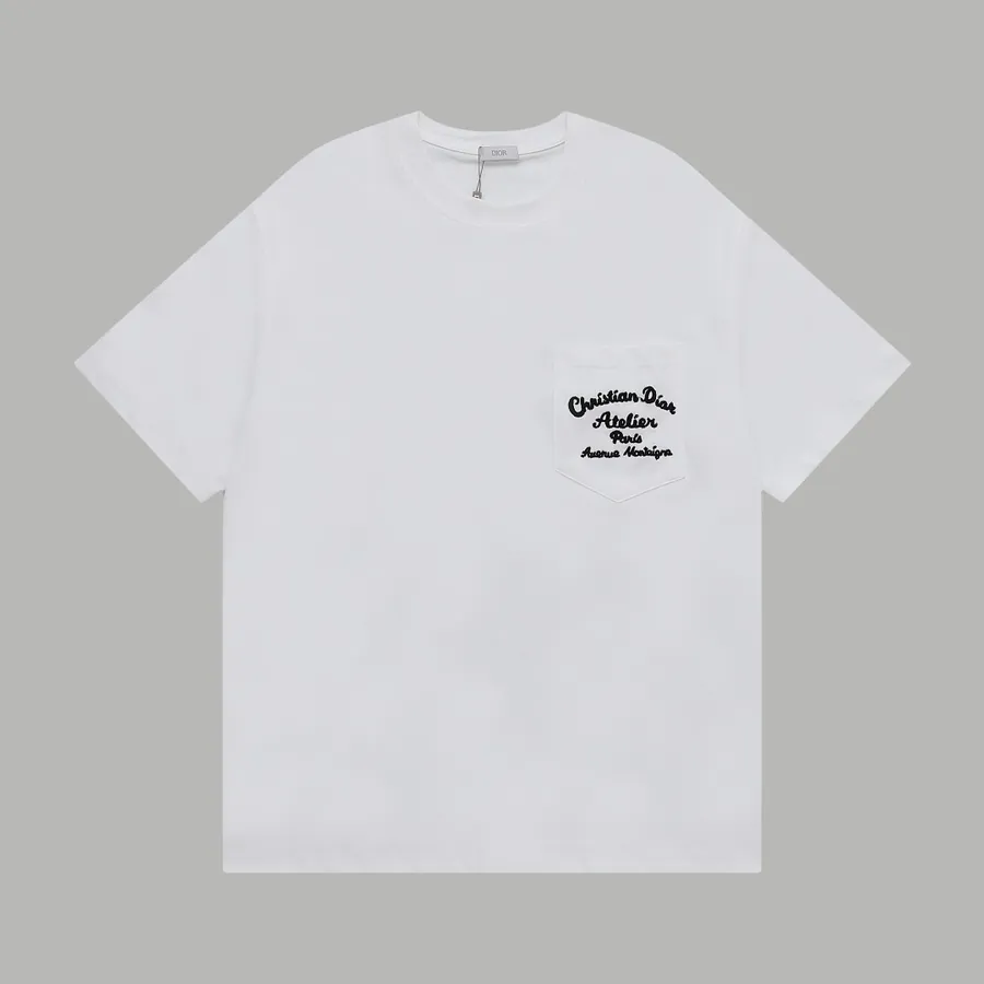 Dior Front Pocket Embroidery Short Sleeve