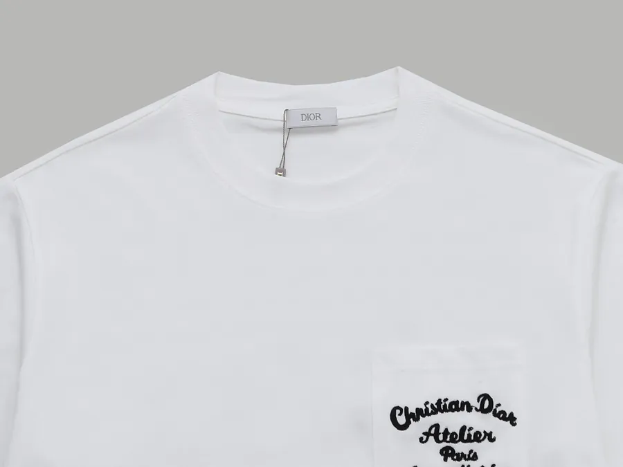 Dior Front Pocket Embroidery Short Sleeve