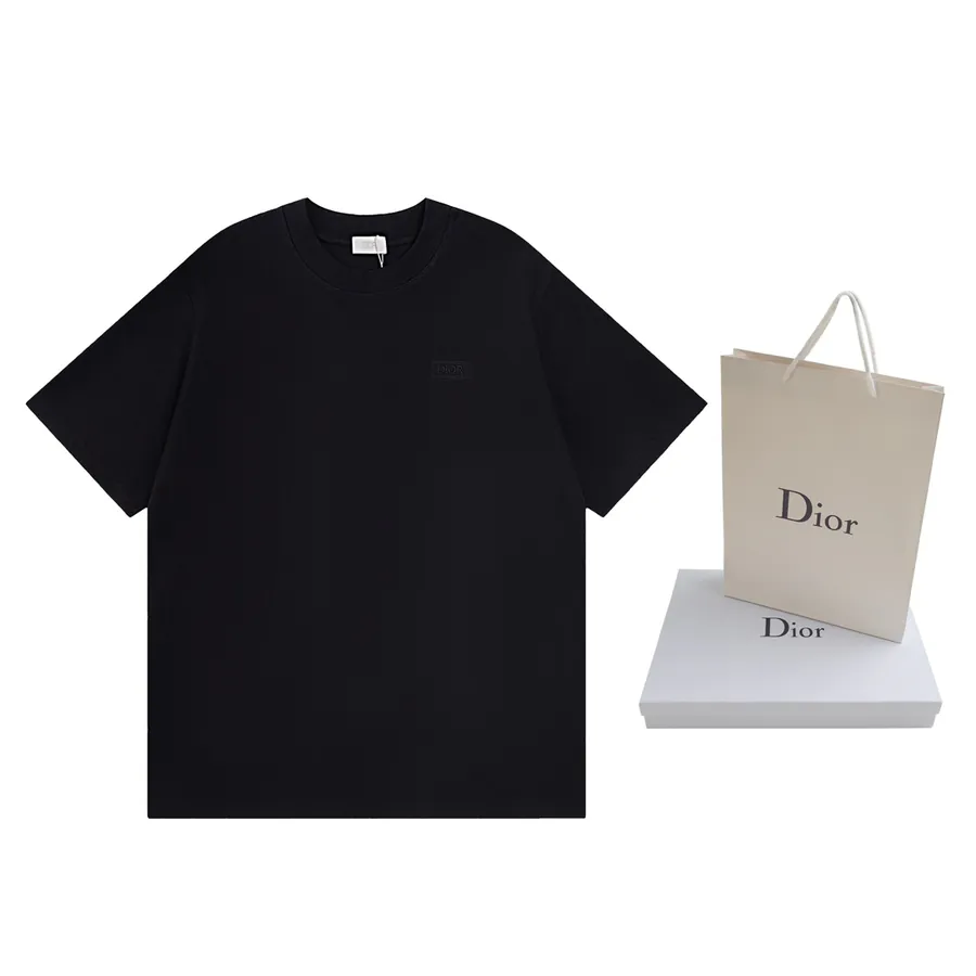 DIOR 24 New Front Logo Cotton Embroidery T Shirt