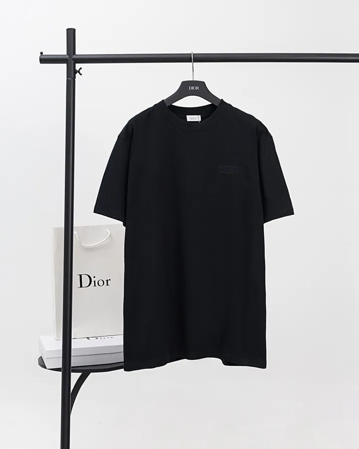 DIOR 24 New Front Logo Cotton Embroidery T Shirt