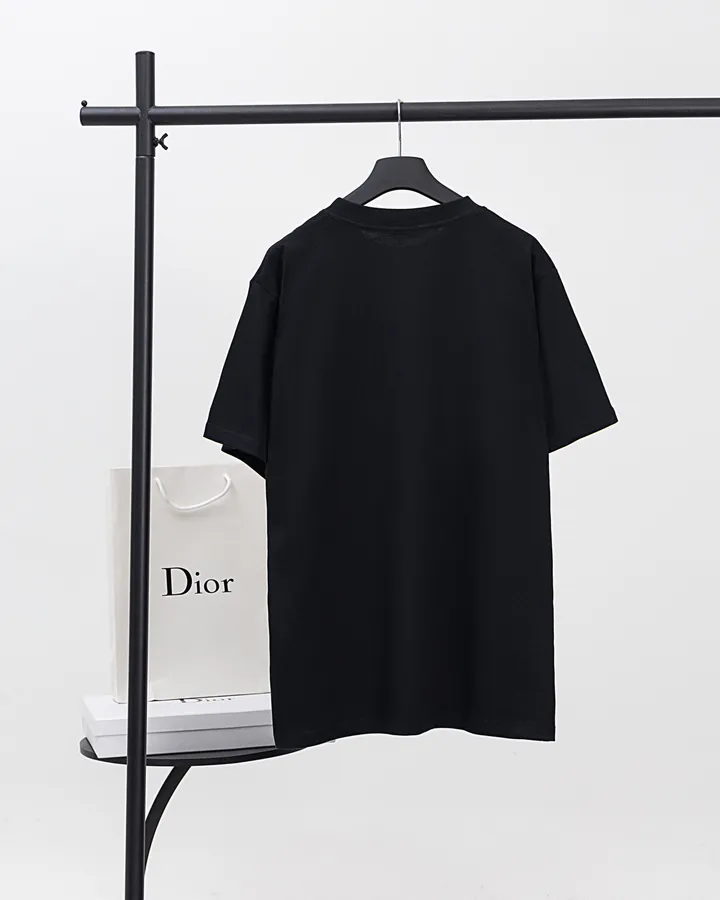 DIOR 24 New Front Logo Cotton Embroidery T Shirt