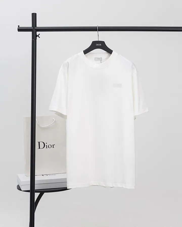 DIOR 24 New Front Logo Cotton Embroidery T Shirt