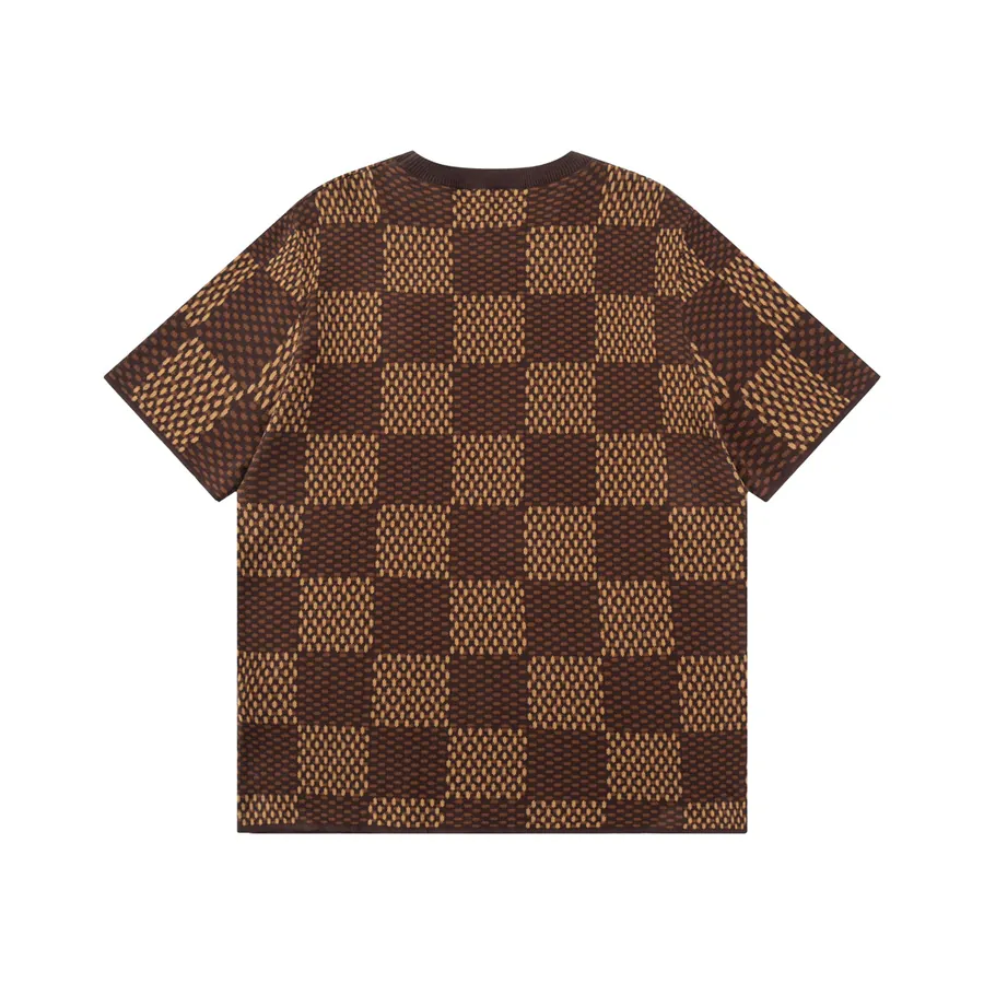 LOUIS VUITTON 菲董联名棋盘格纹水钻毛织短袖