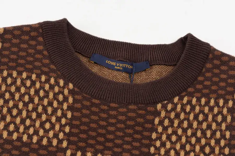 LOUIS VUITTON 菲董联名棋盘格纹水钻毛织短袖
