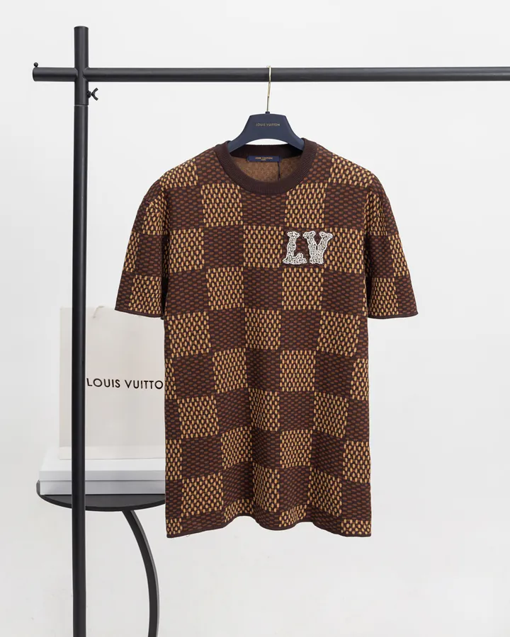 LOUIS VUITTON Philo Collaboration Checkerboard Zirconia Wool Blouse