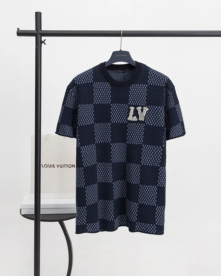 LOUIS VUITTON* Philipe Model Chessboard Zirconia Wool Short Sleeve