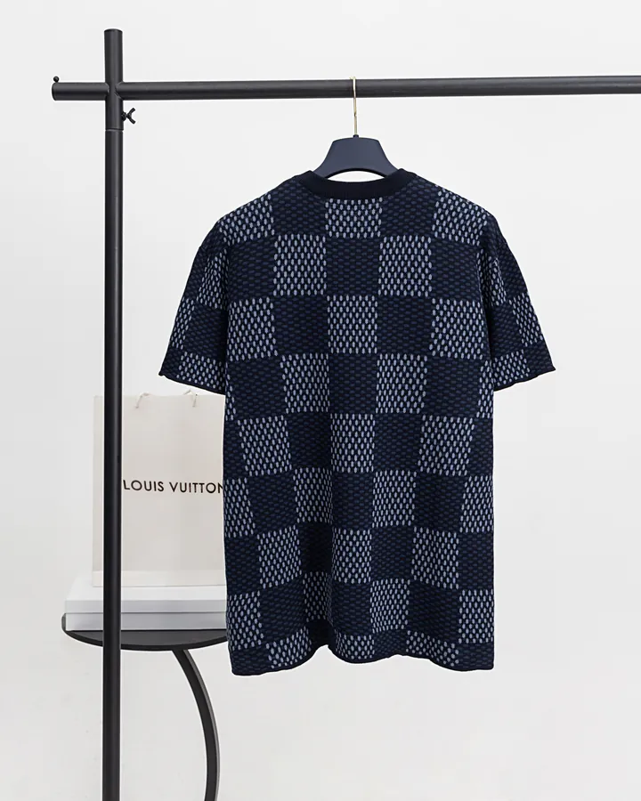 LOUIS VUITTON* Philipe Model Chessboard Zirconia Wool Short Sleeve
