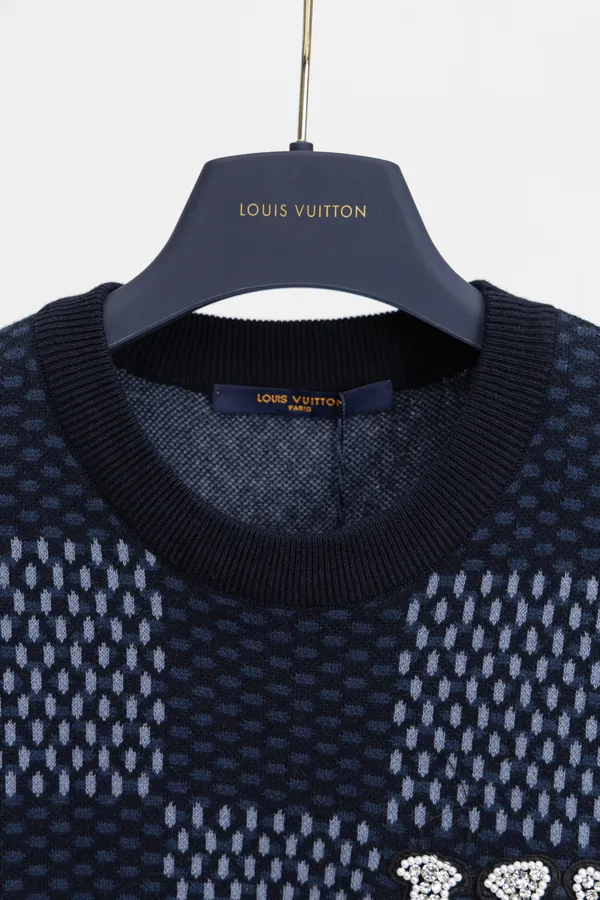 LOUIS VUITTON* Philipe Model Chessboard Zirconia Wool Short Sleeve