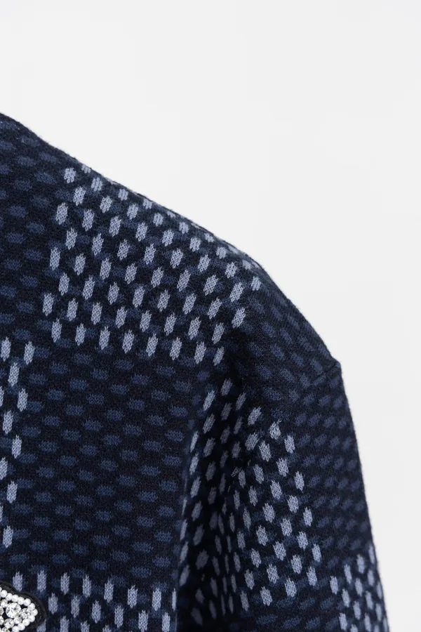 LOUIS VUITTON* Philipe Model Chessboard Zirconia Wool Short Sleeve