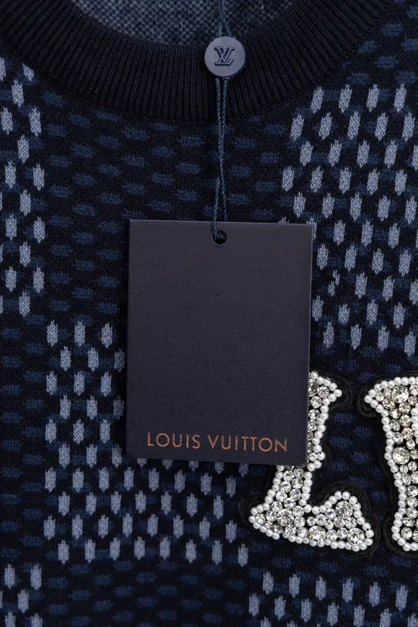 LOUIS VUITTON* Philipe Model Chessboard Zirconia Wool Short Sleeve