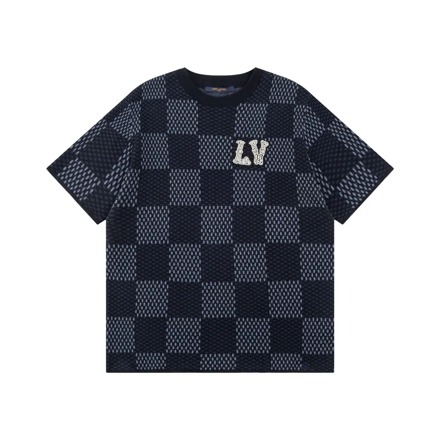 LOUIS VUITTON Philipe Model Checkerboard Zirconia Wool Short Sleeve
