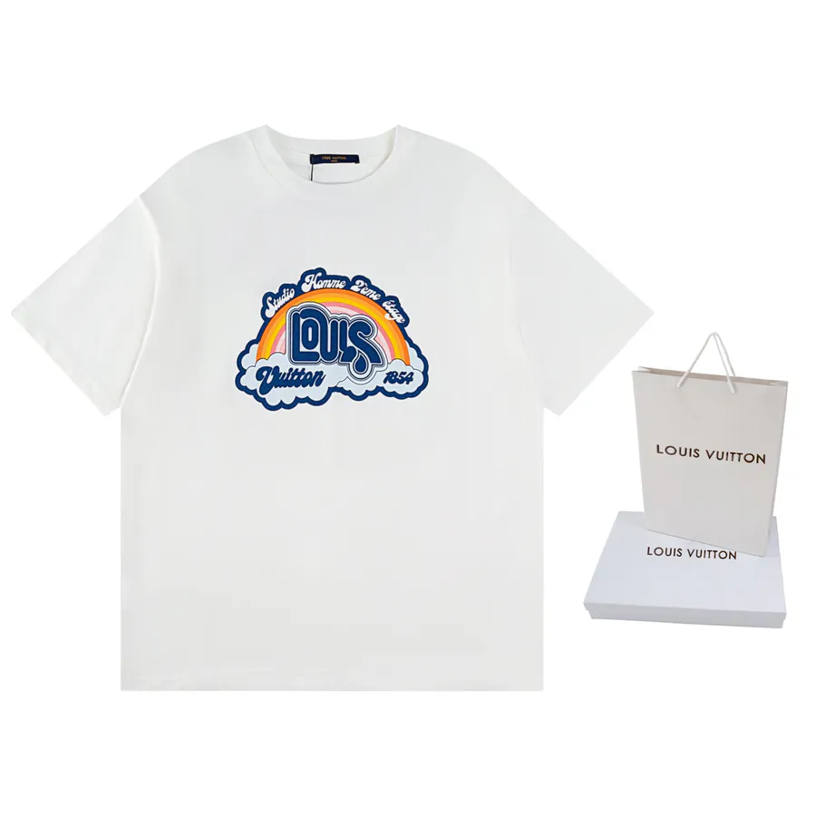 LOUIS VUITTON Rainbow Cloud Letter Print Short Sleeve