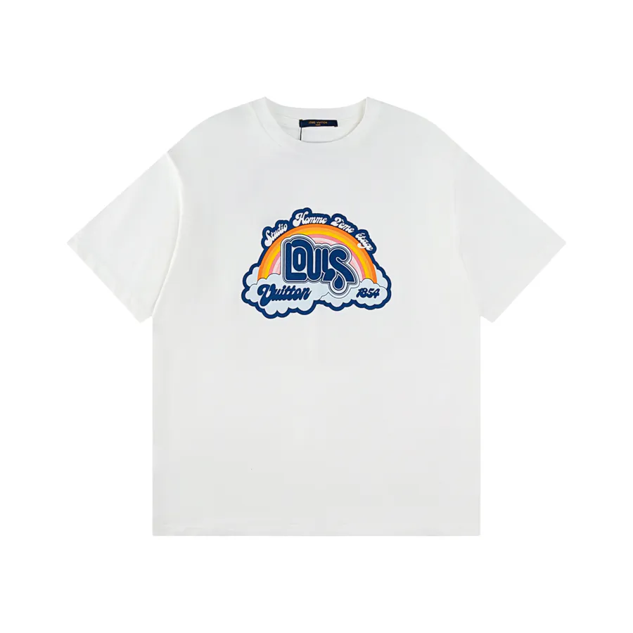LOUIS VUITTON Rainbow Cloud Letter Print Short Sleeve