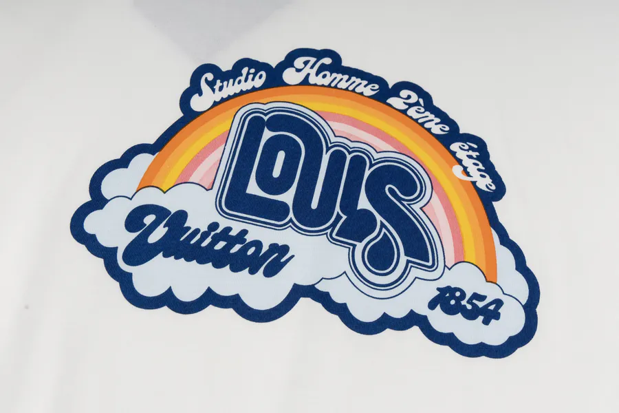 LOUIS VUITTON Rainbow Cloud Letter Print Short Sleeve