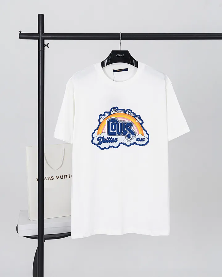 LOUIS VUITTON Rainbow Cloud Letter Print Short Sleeve