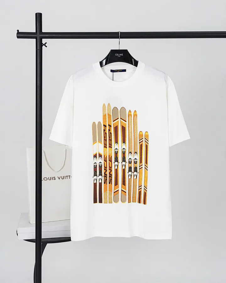 Louis Vuitton Snowboard Gold Foil Short Sleeve T Shirt