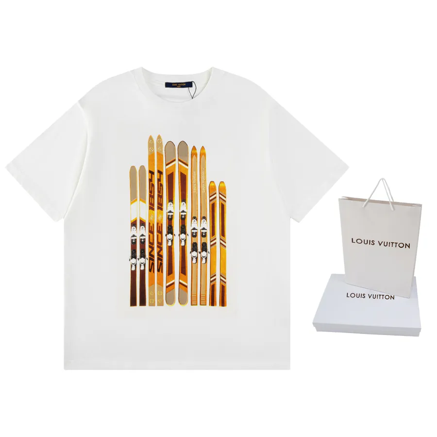 LOUIS VUITTON Snowboard Gold Foil Short Sleeve T Shirt