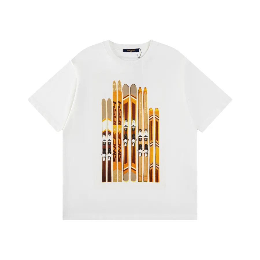 LOUIS VUITTON Snowboard Gold Foil Short Sleeve T Shirt
