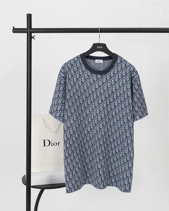 DIOR Oblique Blue Cashmere Blouse