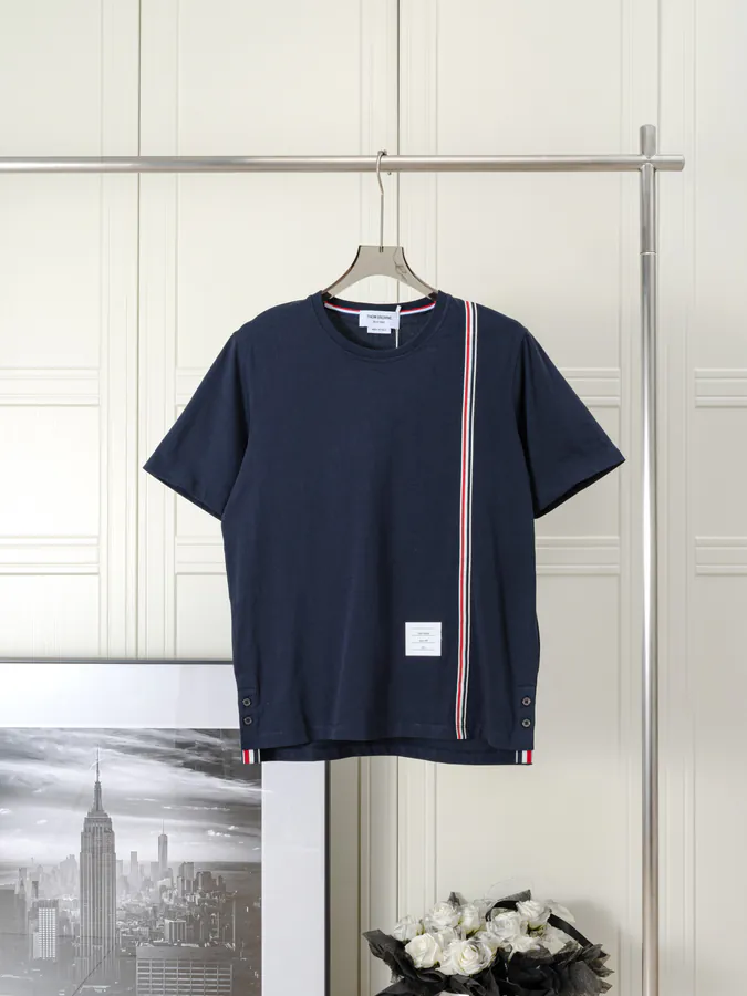 THOM BROWNE Premium Short Sleeve with Side Stripe