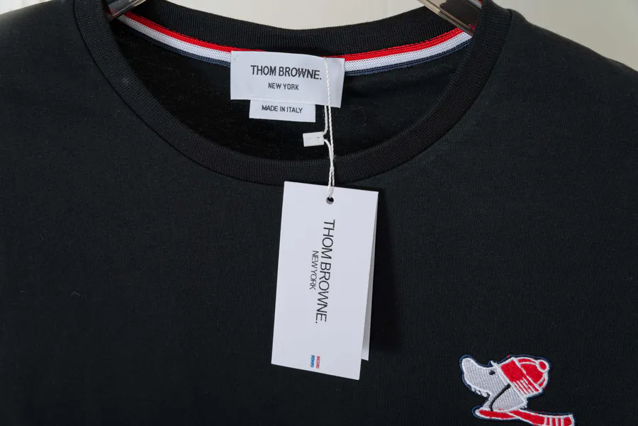 Thom Browne Dog Embroidery Round Neck Short Sleeve