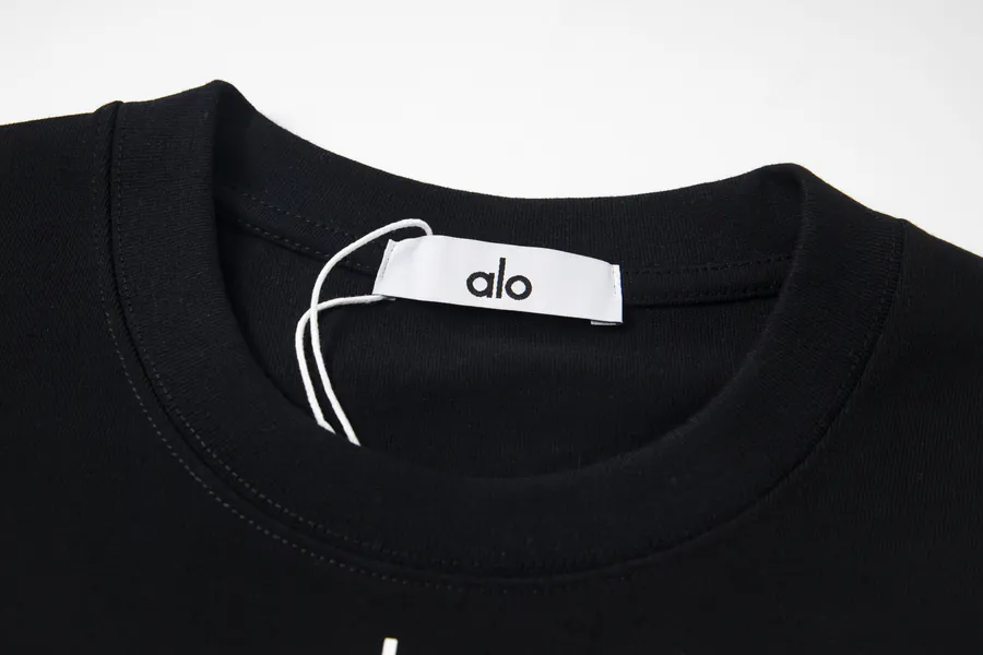 ALO Classic Letter Front Casual Round Neck Short Sleeve T Shirt
