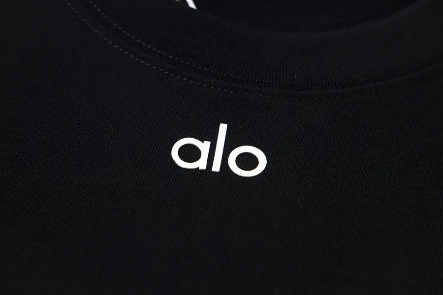 ALO Classic Letter Front Casual Round Neck Short Sleeve T Shirt