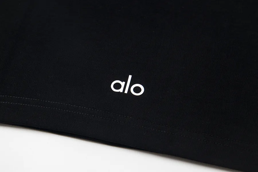 ALO Classic Letter Front Casual Round Neck Short Sleeve T Shirt
