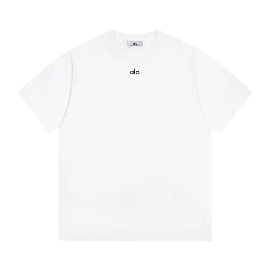 ALO Classic Letter Front Casual Round Neck Short Sleeve T Shirt