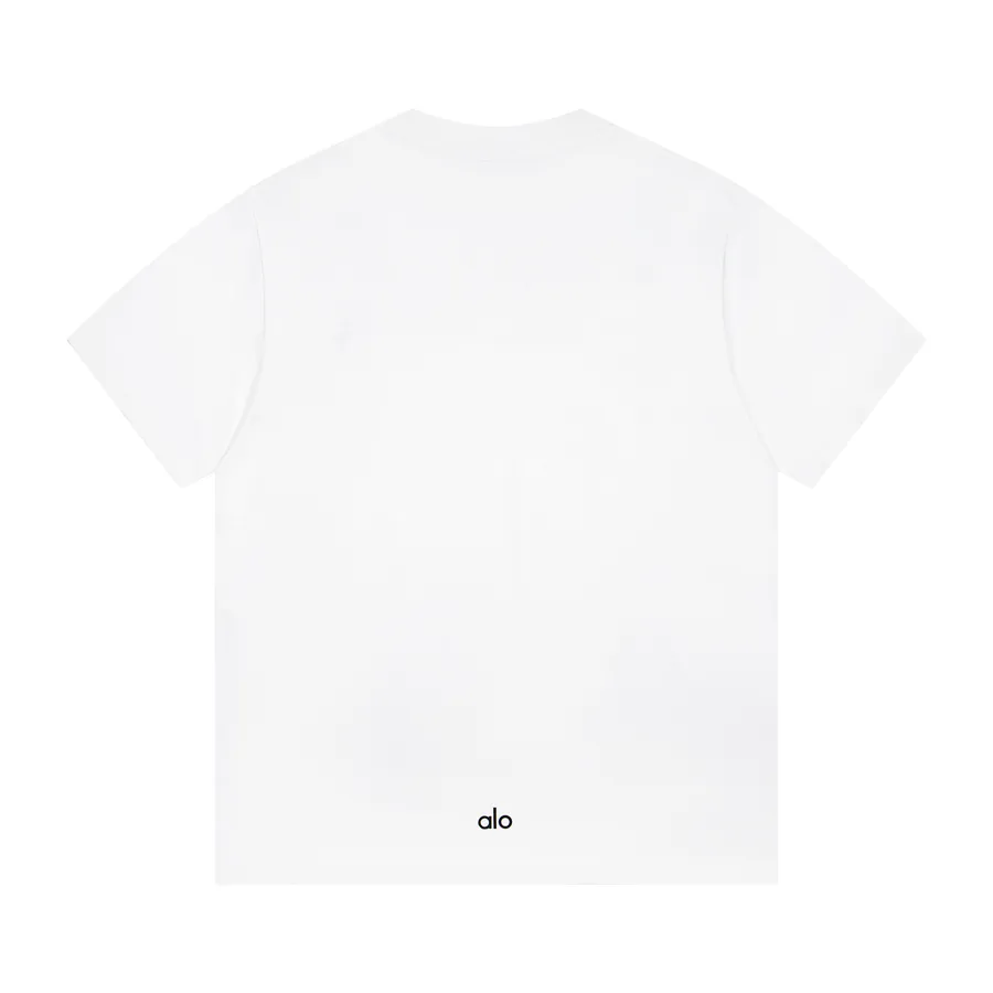 ALO Classic Letter Front Casual Round Neck Short Sleeve T Shirt
