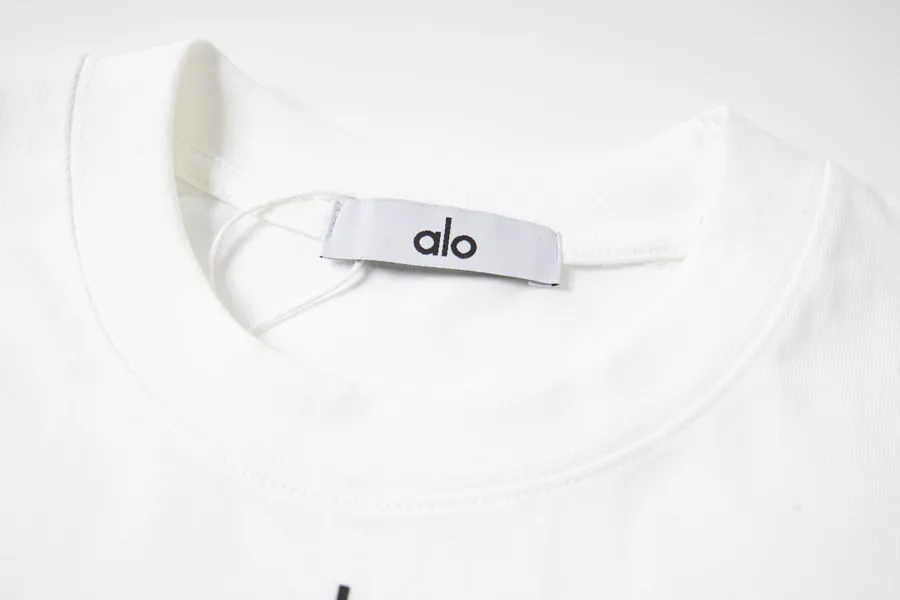 ALO Classic Letter Front Casual Round Neck Short Sleeve T Shirt