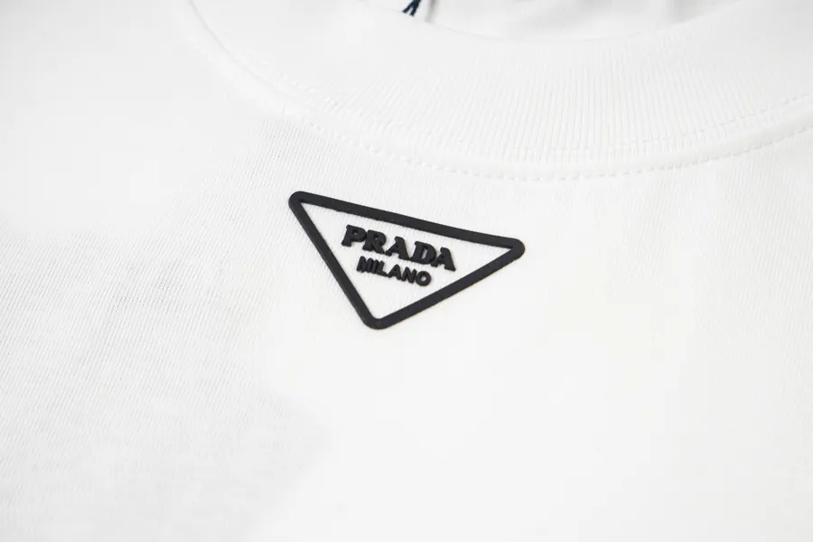 PRADA New Classic Triangle Logo Round Neck Short Sleeve T Shirt