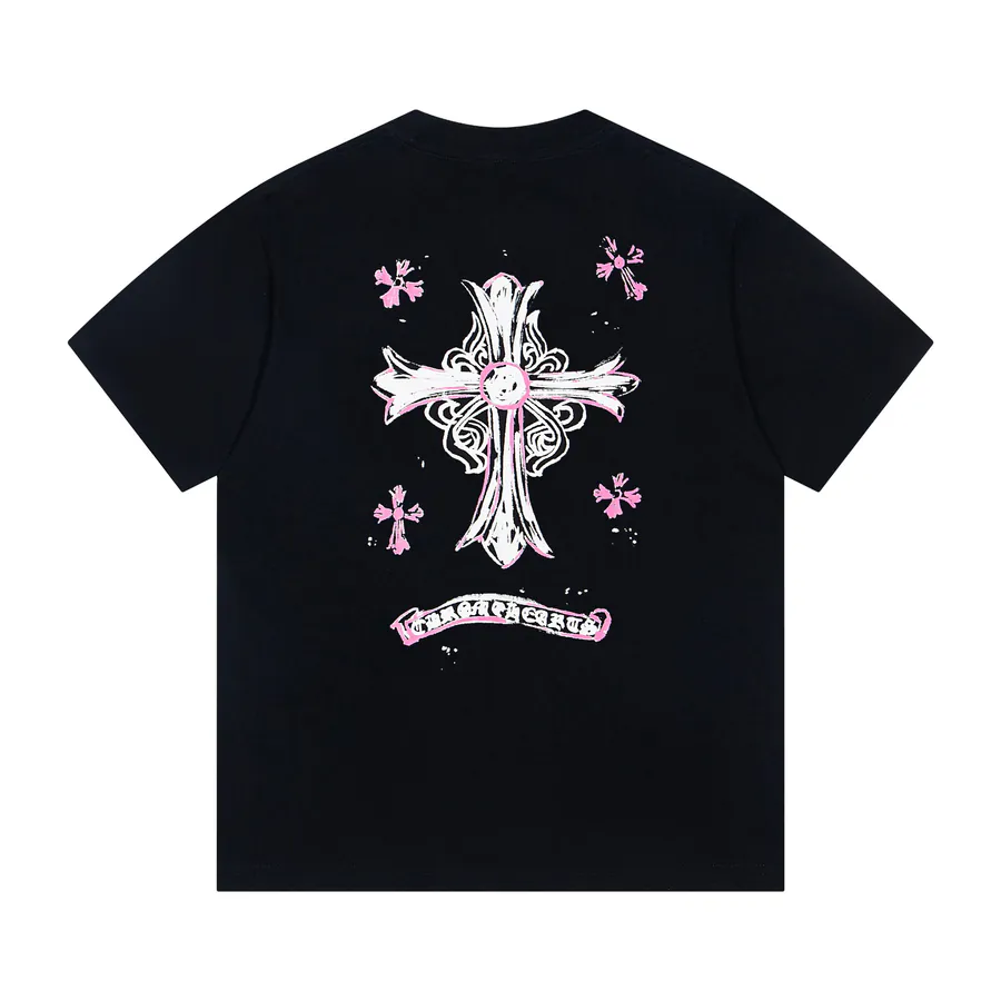 Come Hearts Classic Color Cross Print Oversized Loose Fit T Shirt