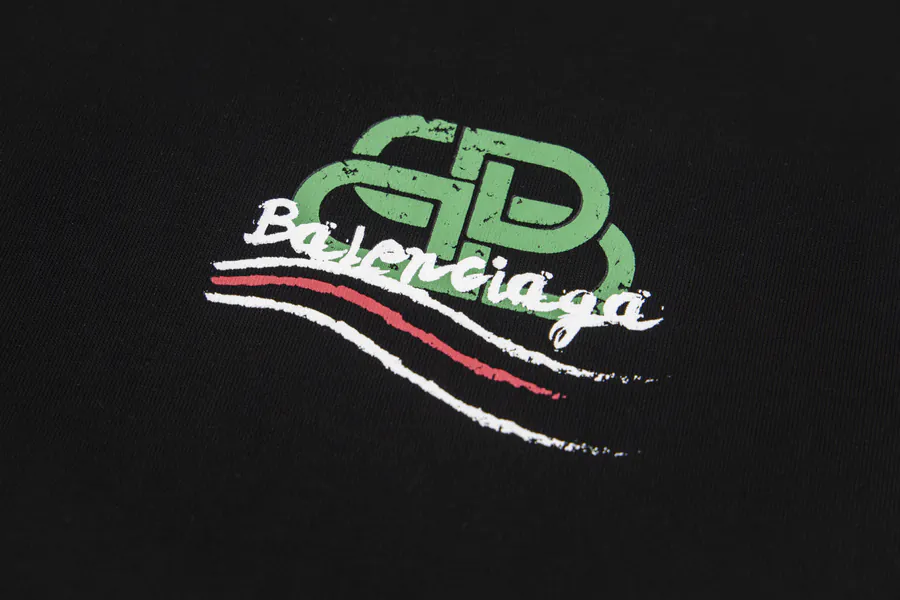 BALENCIAGA Parisian Classic Painted Wave Print Oversize T Shirt